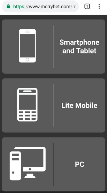 merrybet mobile website options