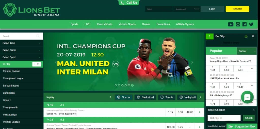 lionsbet homepage view